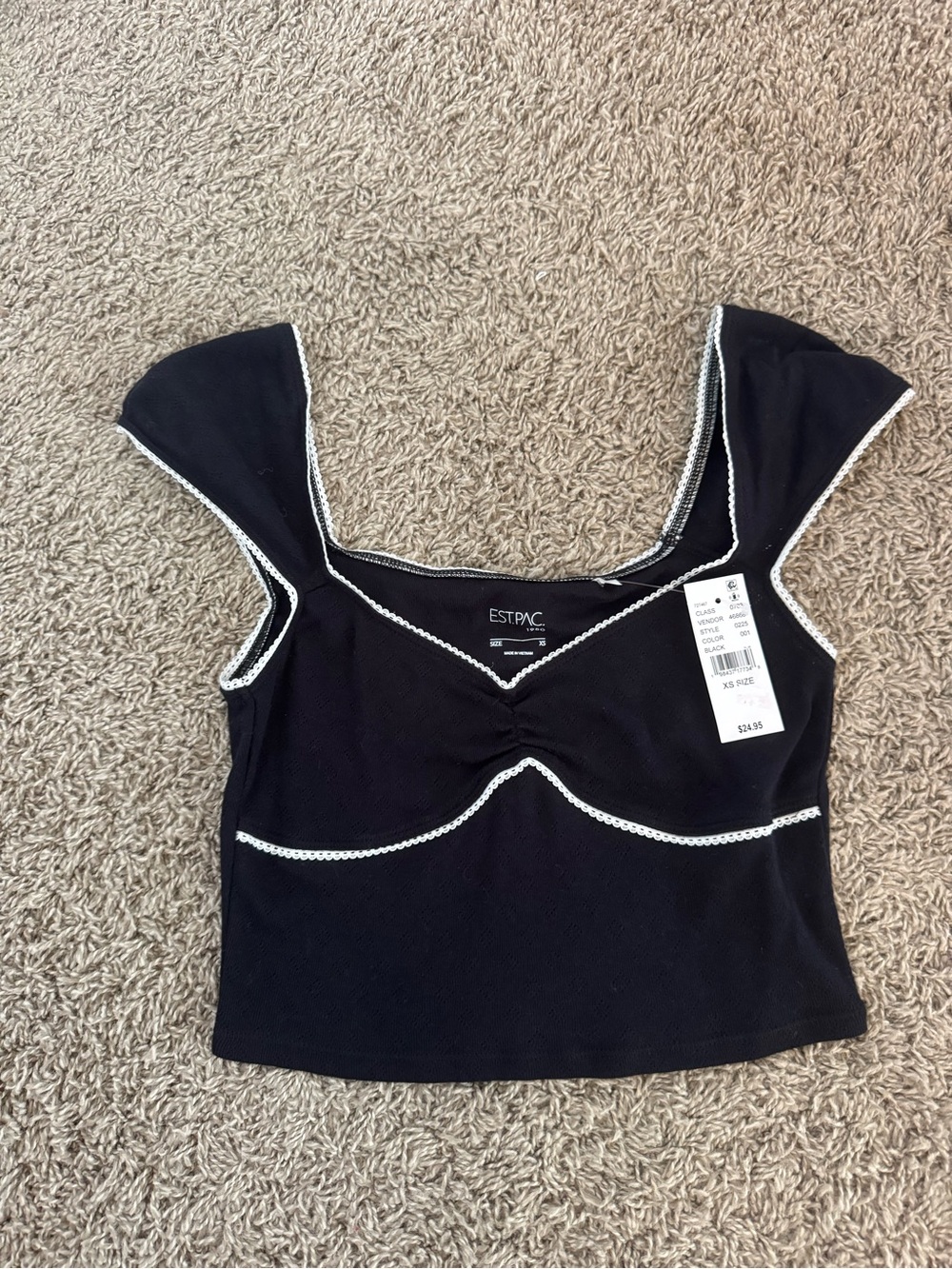 PacSun Black Crop Top with White Trim
